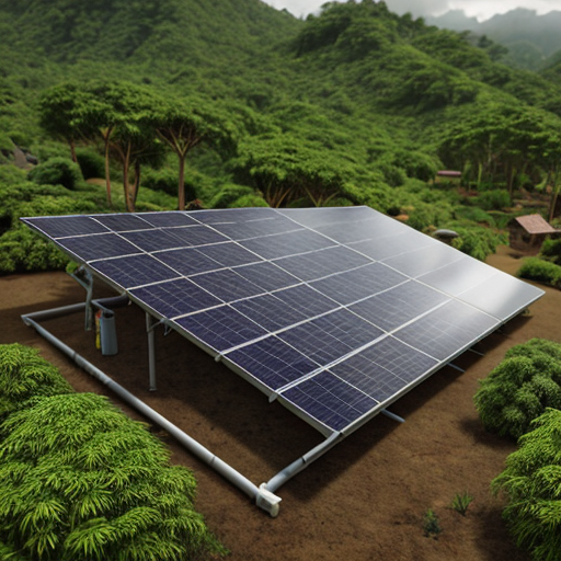 rain forest village with solar panels 