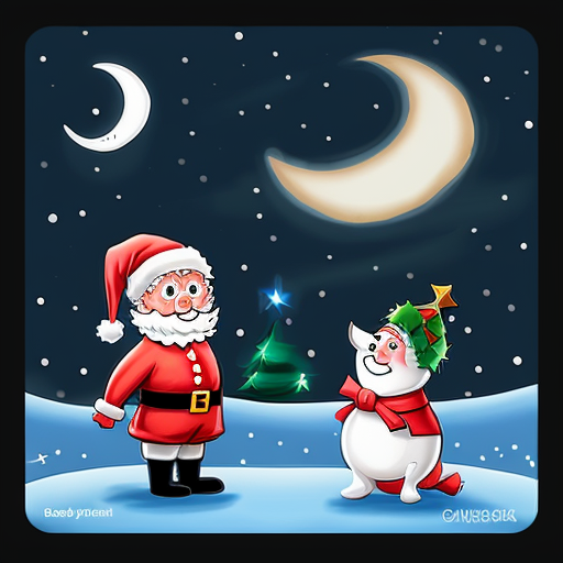 Star and moon christmas cartoon