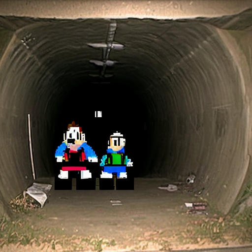 Mario and donkey kong in a bunker