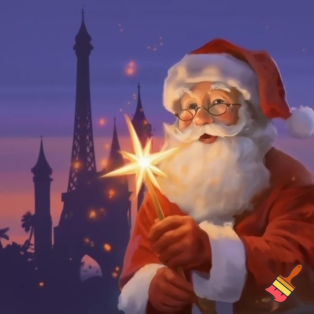 Paris Santa Claus with his magic wand with the star Disneyland