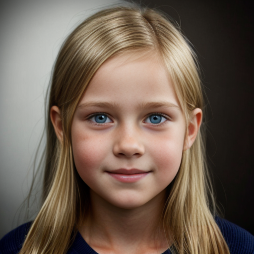 A photo of a posh rich blonde haired girl who is around 11 years old head shot