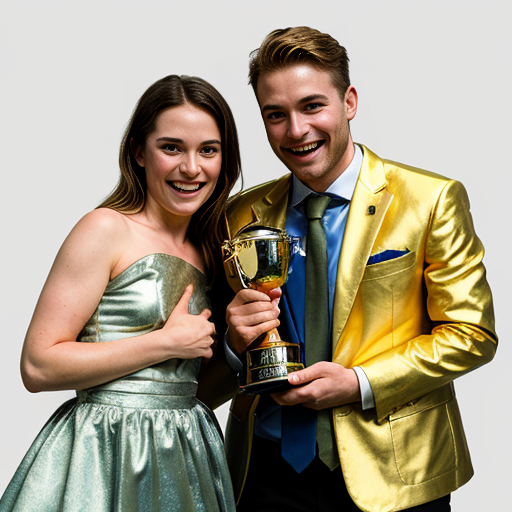 inside out style happy proud gold holding trophy