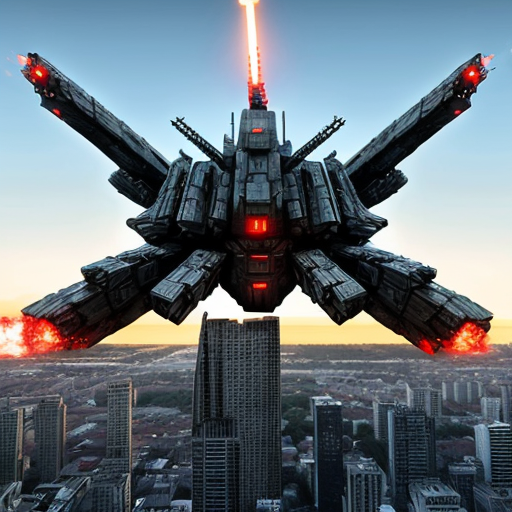 giant robot destroyer attacking the city