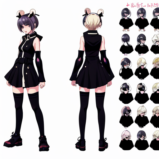 a reference sheet for a girl vtuber character design anime digital  extraordinary