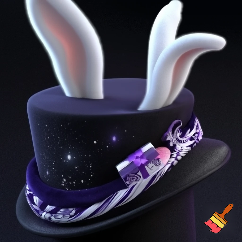Black top hat with bunny ears velvet white and purple purple and white headband fabric and velvet glitter, purple and pink special present true special and delicate velvet