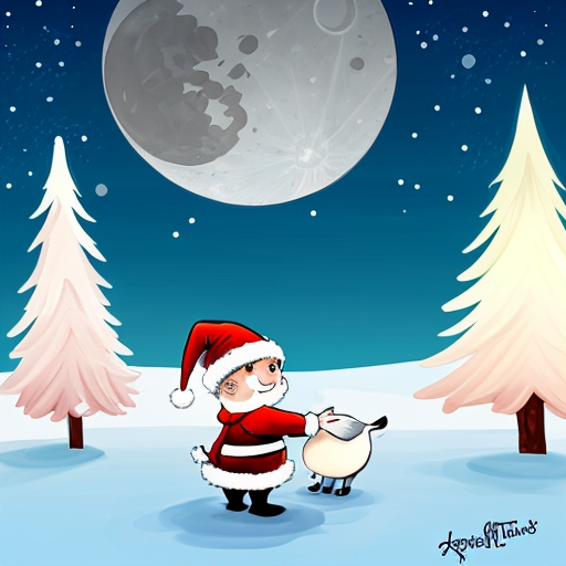 Star and the moon christmas cartoon
