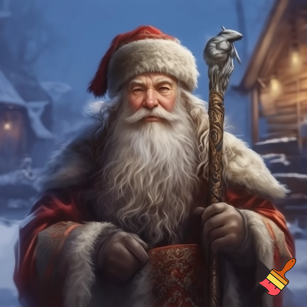 Russian walking stick Santa Claus