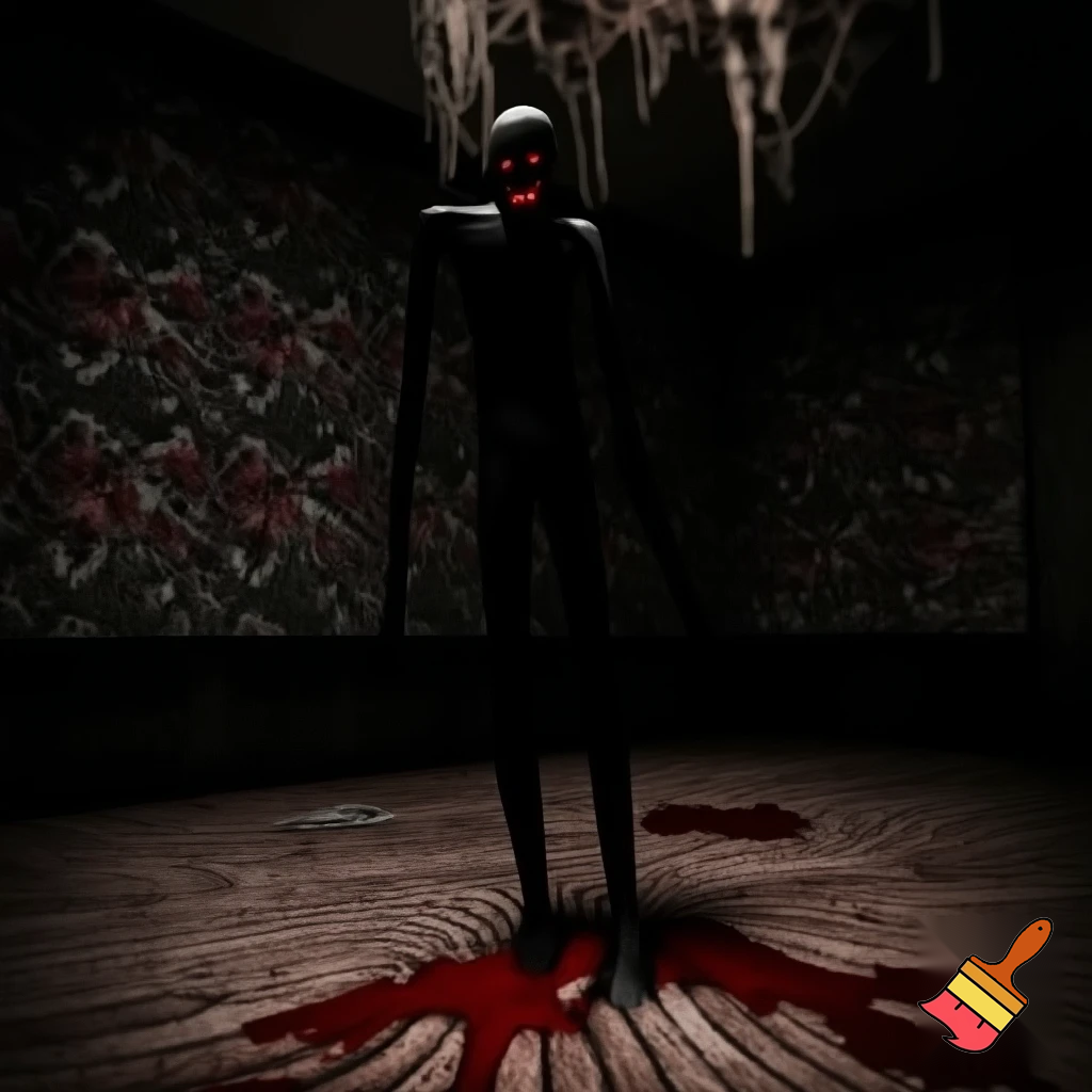 Give me a there for alastor that is creepy and spooky as possiblee with blood