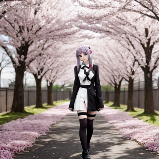 Создай мне фон где есть аниме персонаж и погода весеняя