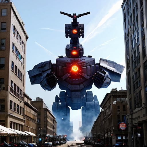 giant robot destroyer attacking the city