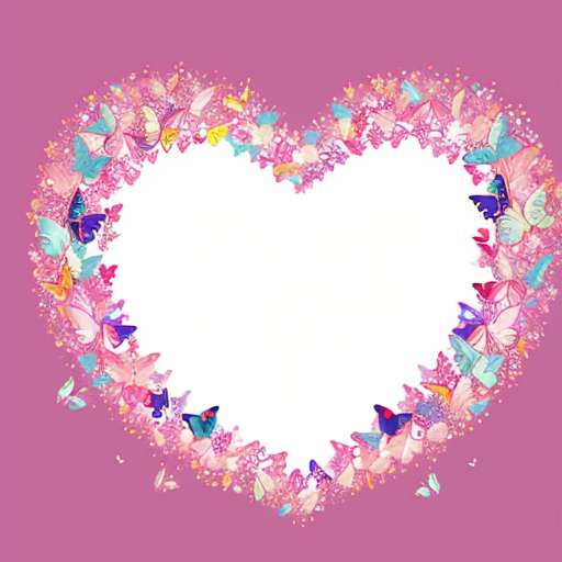 Cute 100 butterflies making a heart shape