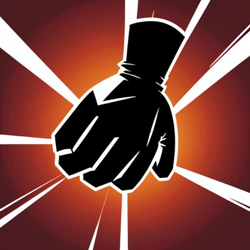Editorial illustration in the style of official Unmatched board game card art, dynamic comic book style, rough pencil sketch texture, limited muted color palette with bold red accents only on the boxing glove, intense halftone shading -- A dynamic low-angle shot of a bright red boxing glove driving a devastating uppercut from the bottom of the frame straight upward into the chin of a completely black featureless humanoid shadow figure with no clothes, no facial features, no details, just a pure solid black silhouette, the red glove connecting hard under the shadow's jaw from below, the silhouette's head snapping violently backward and upward, arms flung limp, body lifting slightly off the ground from the force, impact burst lines radiating upward from the point of contact, Muhammad Ali's forearm and red glove entering from the bottom edge, white background with vertical speed lines shooting bottom to top, small sweat droplets flying upward, cel-shaded ink drawing, graphic novel cover feel, crushing rising power --ar 2:3 --stylize 250 --niji 6
